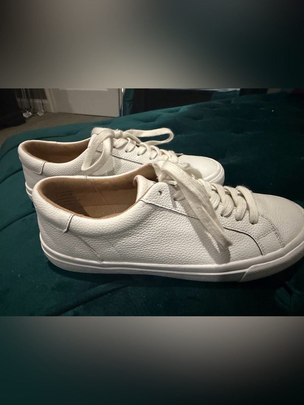 Classic White Textured Leather Sneakers